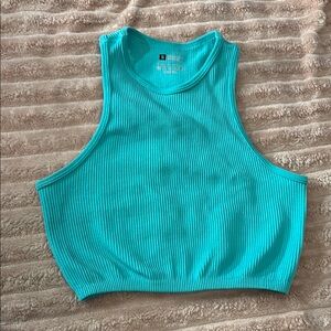 Ribbed Turquoise Halter Top